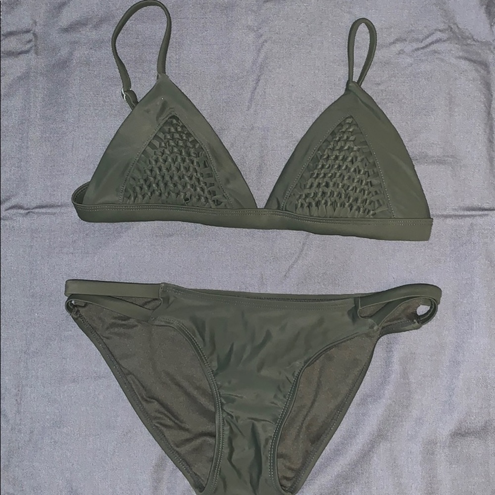 Army Green Triangle Bikini Set